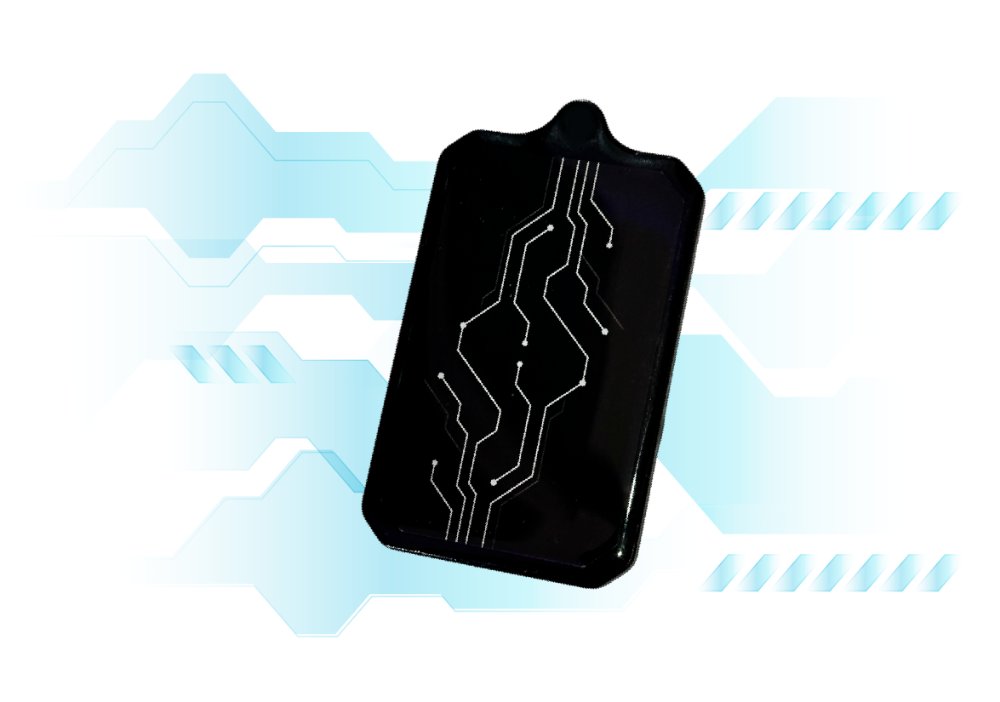 Tarjeta cuántica NewMe Card: colgante negro con diseño de circuito, tecnología de frecuencias para el bienestar